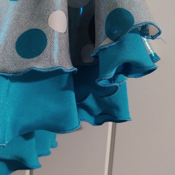 Jerry's dance figure skating blue silver ruffle skirt skort youth size 10/12 - Picture 4 of 7